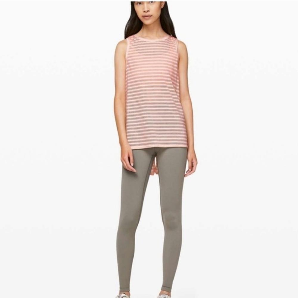 Lululemon Meet Halfway Tank In Striped Butter Pink Size 8